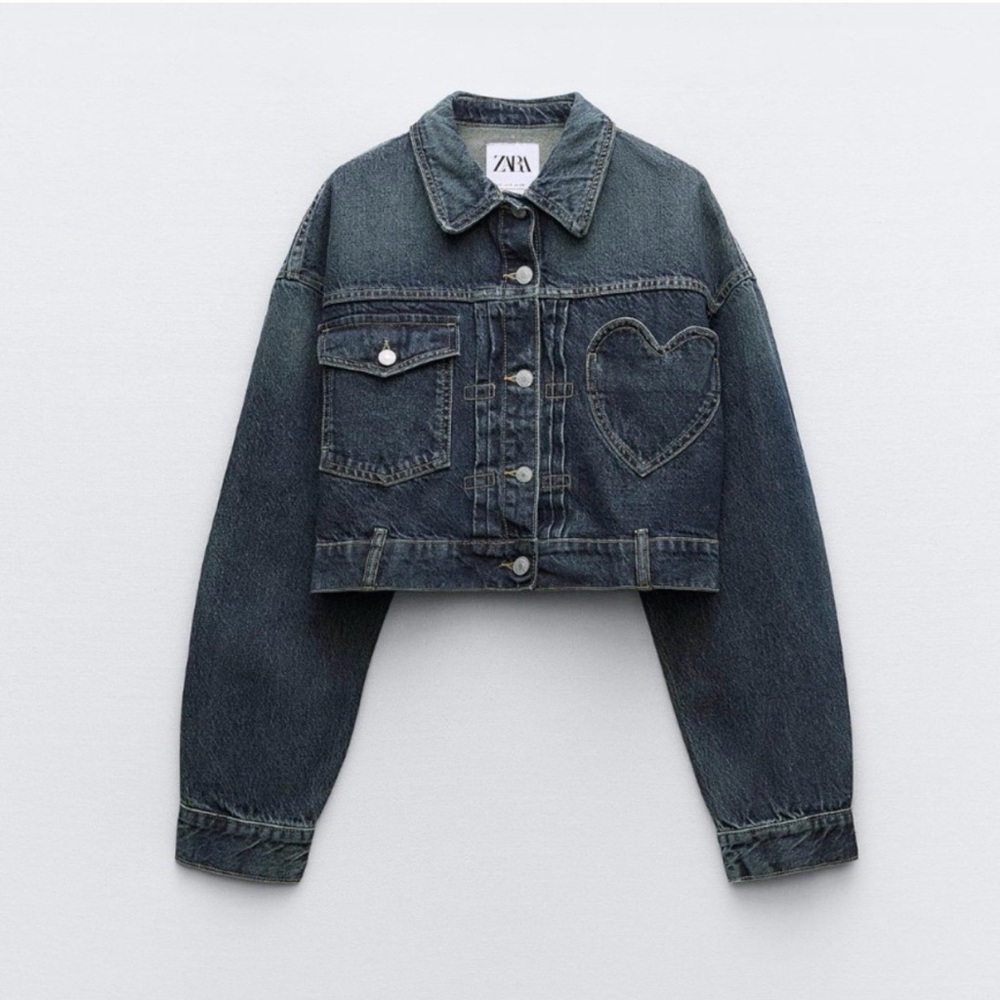 Zara Denim Heart Jacket Coat - Picture 3 of 6